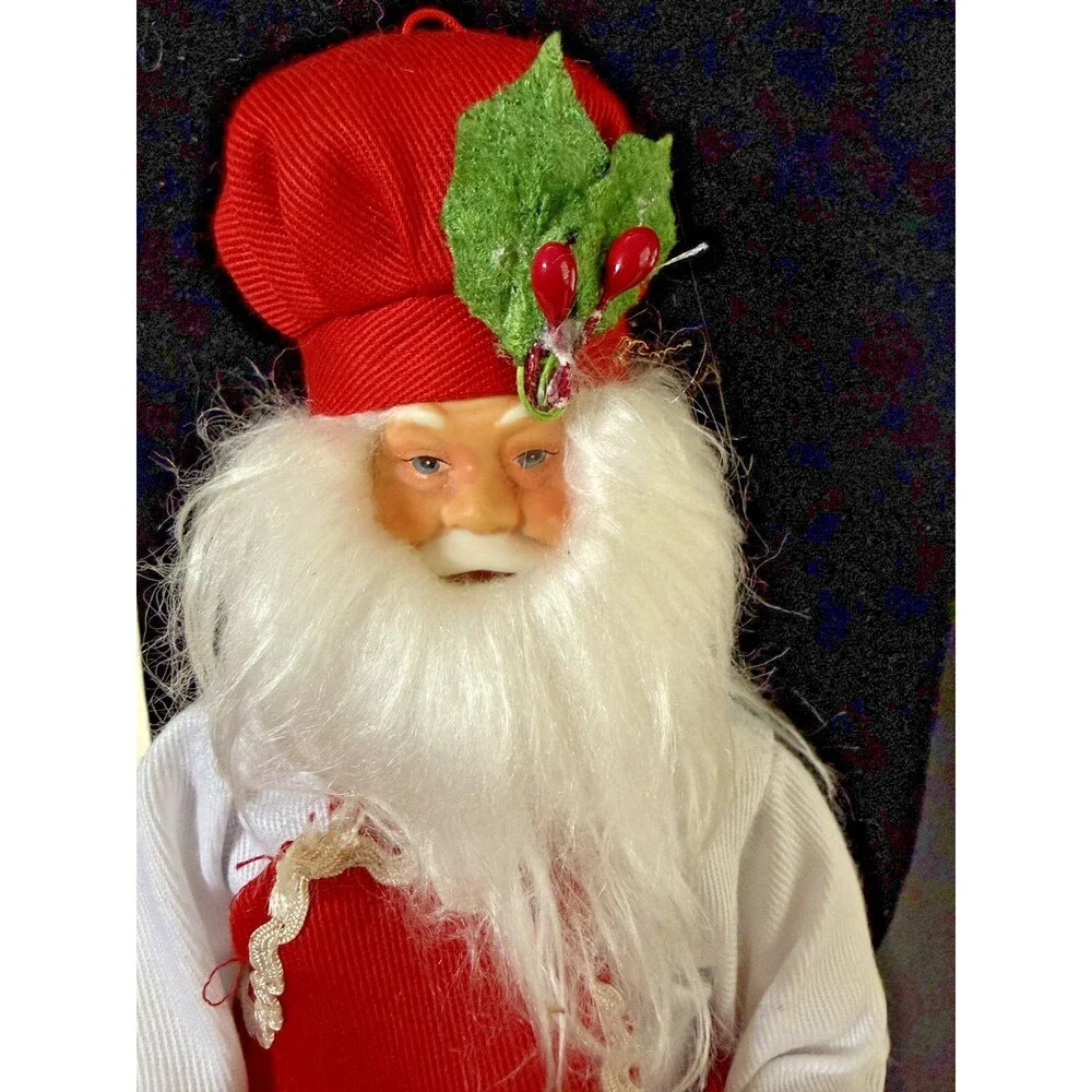 Gingerbread Cookie Baker Chef Santa Claus Figure Christmas 9 in Vintage Ornament